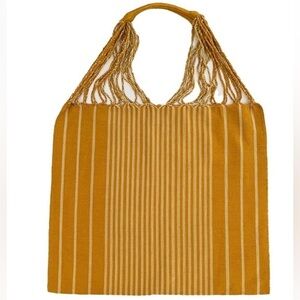 Handwoven Chiapas Hammock Tote Bag Mustard NWOT Boho Beach Bag Hippie Festival